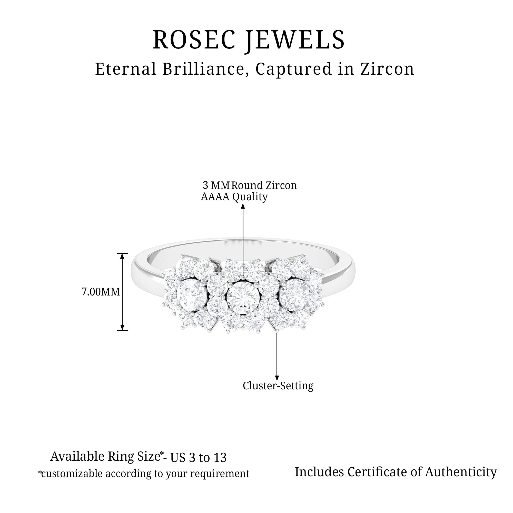 1 CT Zircon Floral Cluster Engagement Ring