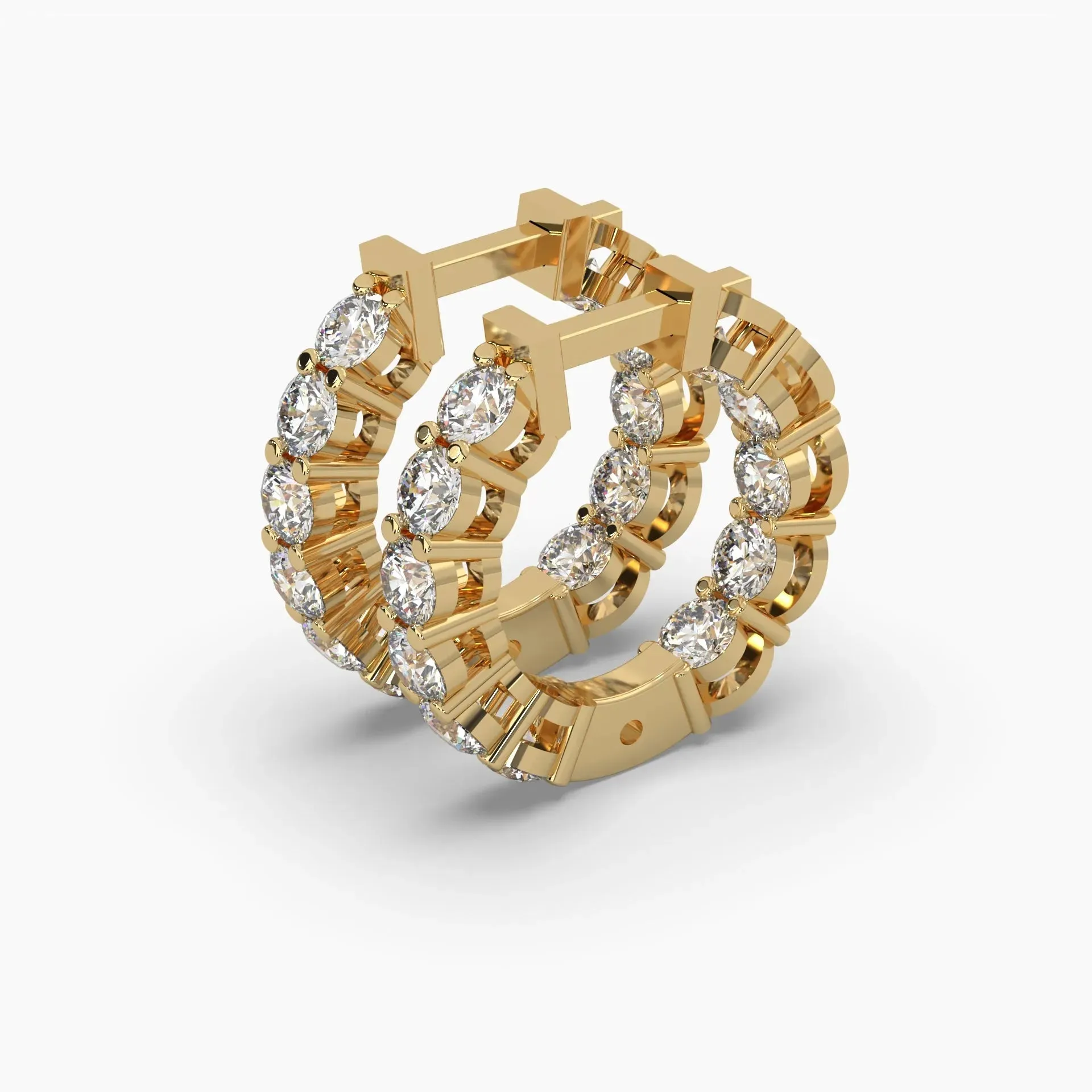 1.25ctw Round Lab Grown Diamond Pave Huggie Hoop Earrings | 14k Gold