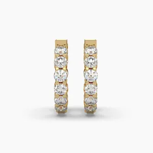 1.25ctw Round Lab Grown Diamond Pave Huggie Hoop Earrings | 14k Gold