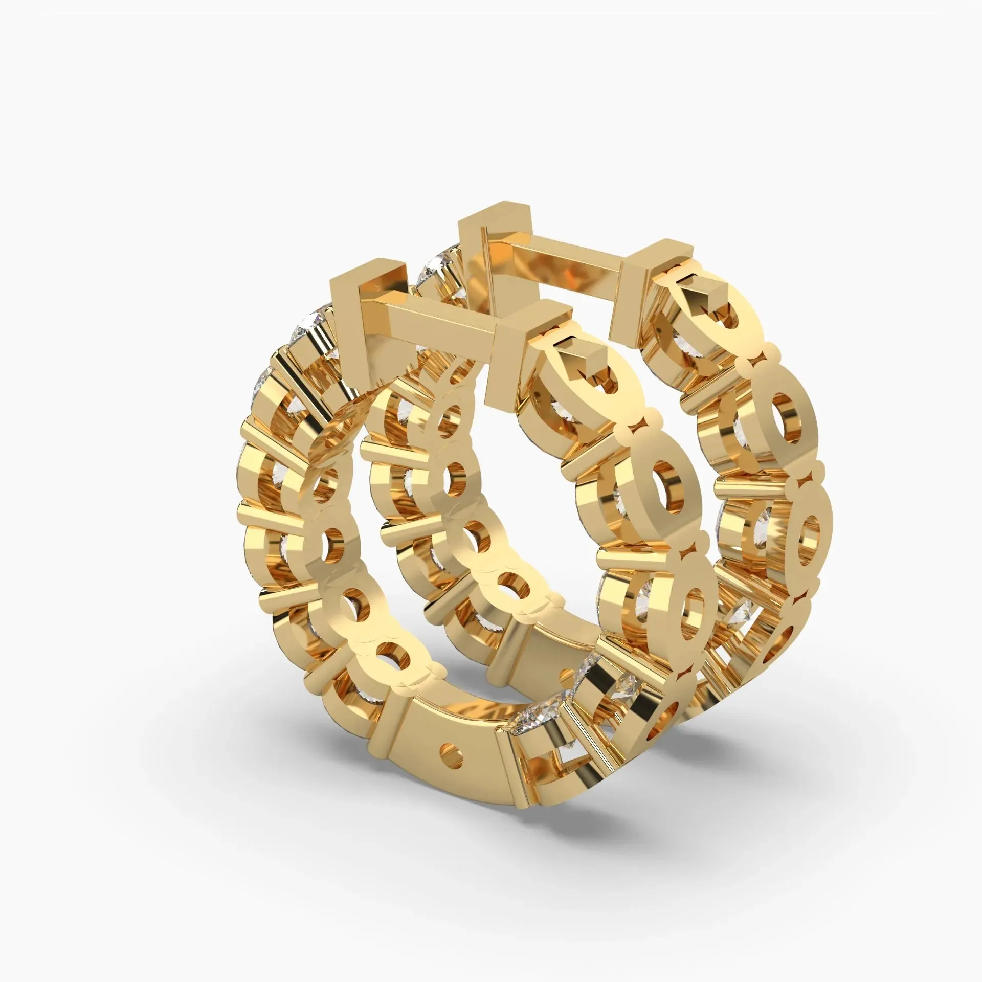1.25ctw Round Lab Grown Diamond Pave Huggie Hoop Earrings | 14k Gold