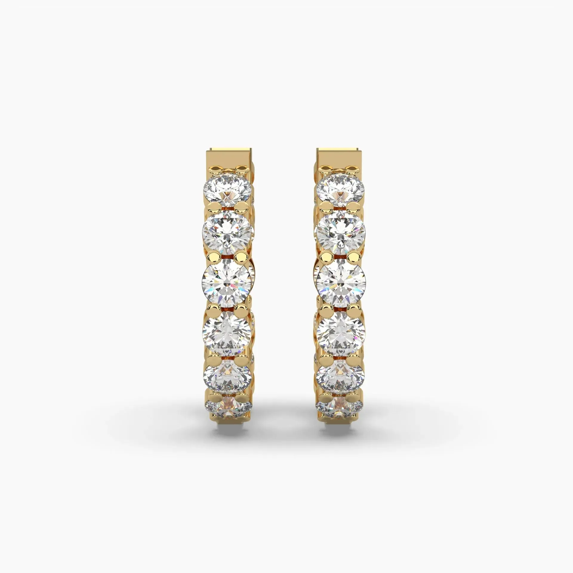 1.25ctw Round Lab Grown Diamond Pave Huggie Hoop Earrings | 14k Gold