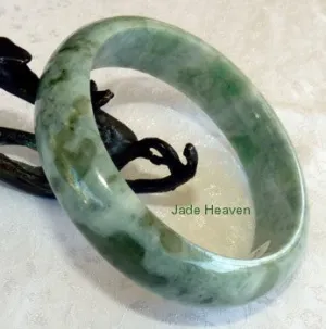 1417 6-10-2019 moved to YYJ Flowing Waters" Rippling Green Veins Jadeite Bangle 59mm   Certificate (797)