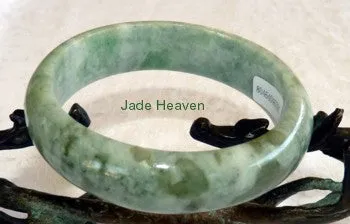 1417 6-10-2019 moved to YYJ Flowing Waters" Rippling Green Veins Jadeite Bangle 59mm   Certificate (797)