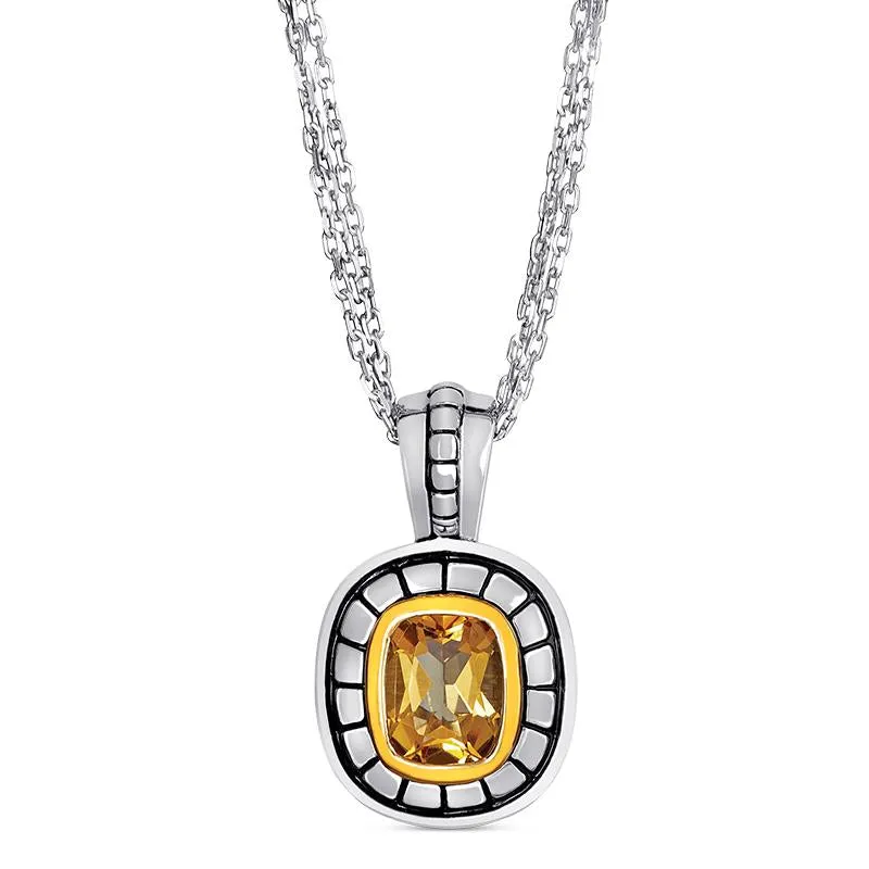 14K And 925 Sterling Silver Pendant with Citrine (141P113904CT)