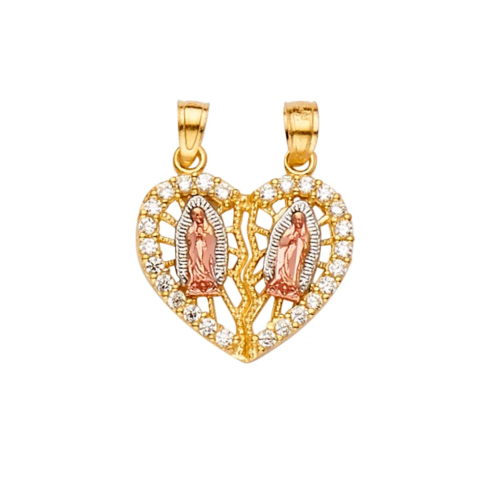 14K CZ Guadalupe Pendant Breakable Heart