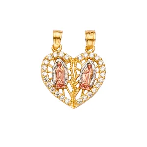 14K CZ Guadalupe Pendant Breakable Heart