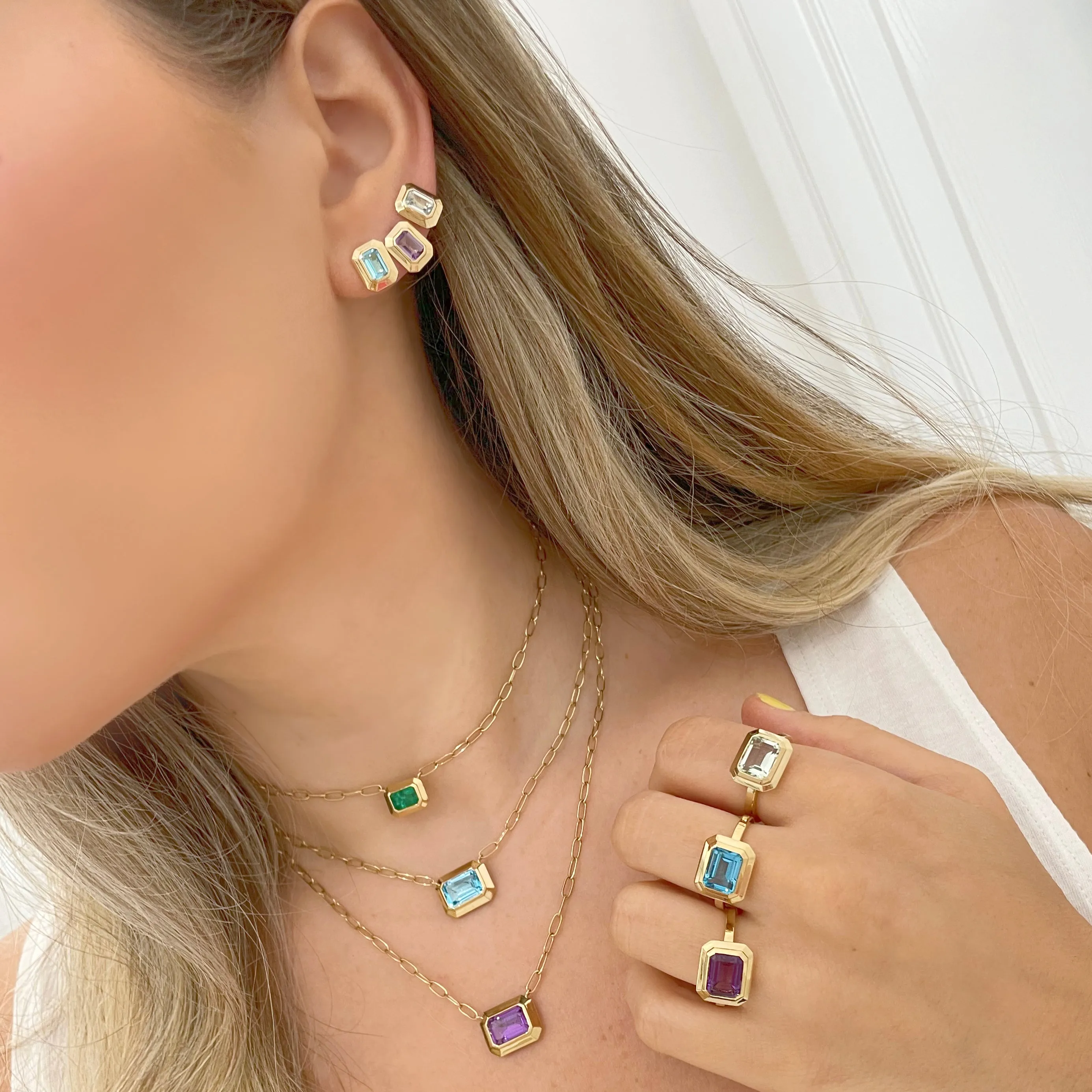 14K GOLD BLUE TOPAZ BERRI STUDS