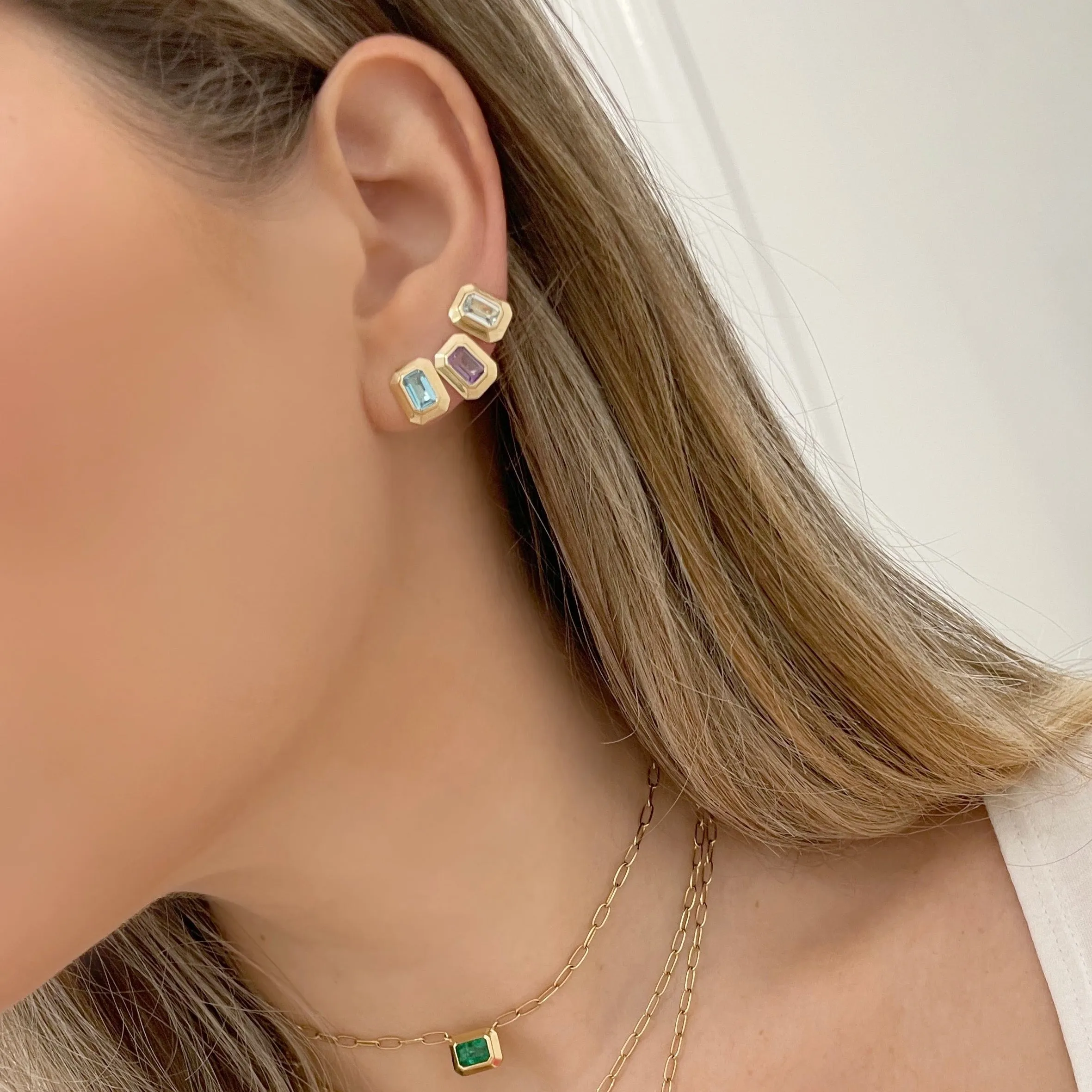 14K GOLD BLUE TOPAZ BERRI STUDS