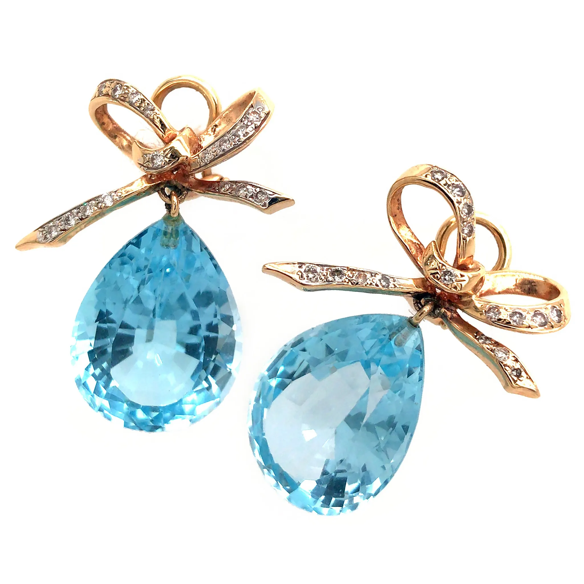 14k Gold Topaz and Diamond Earrings