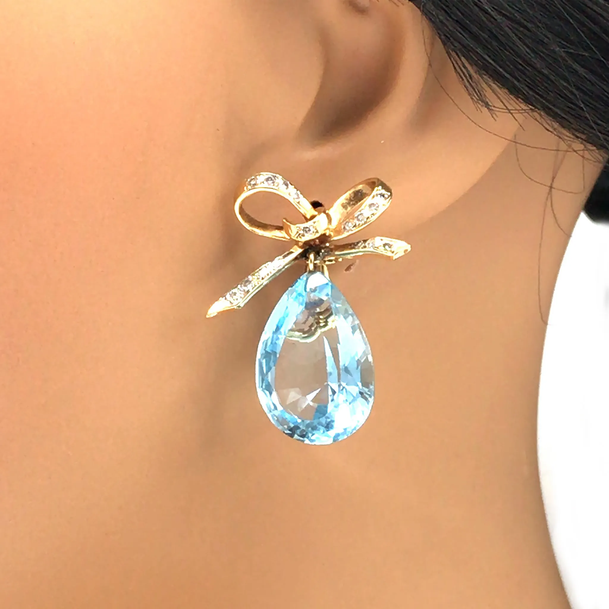 14k Gold Topaz and Diamond Earrings