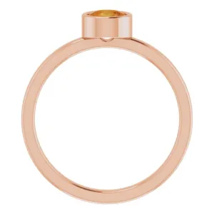 14K Rose 5 mm Natural Citrine Ring