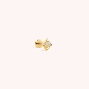 14K Solid Gold Mini Opal Squared Threaded Labret Earring