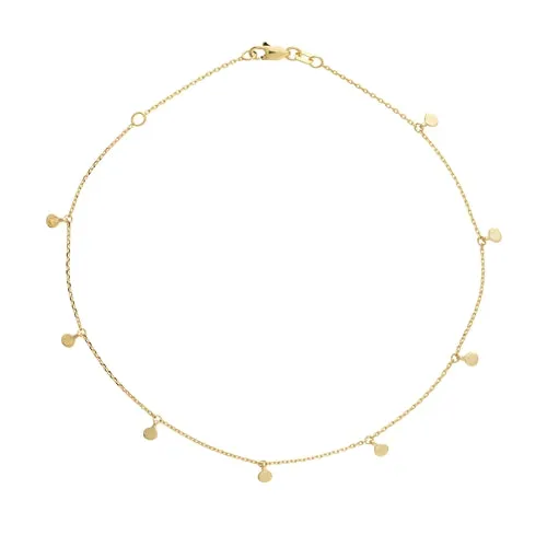 14K Yellow Gold Disc Station Anklet