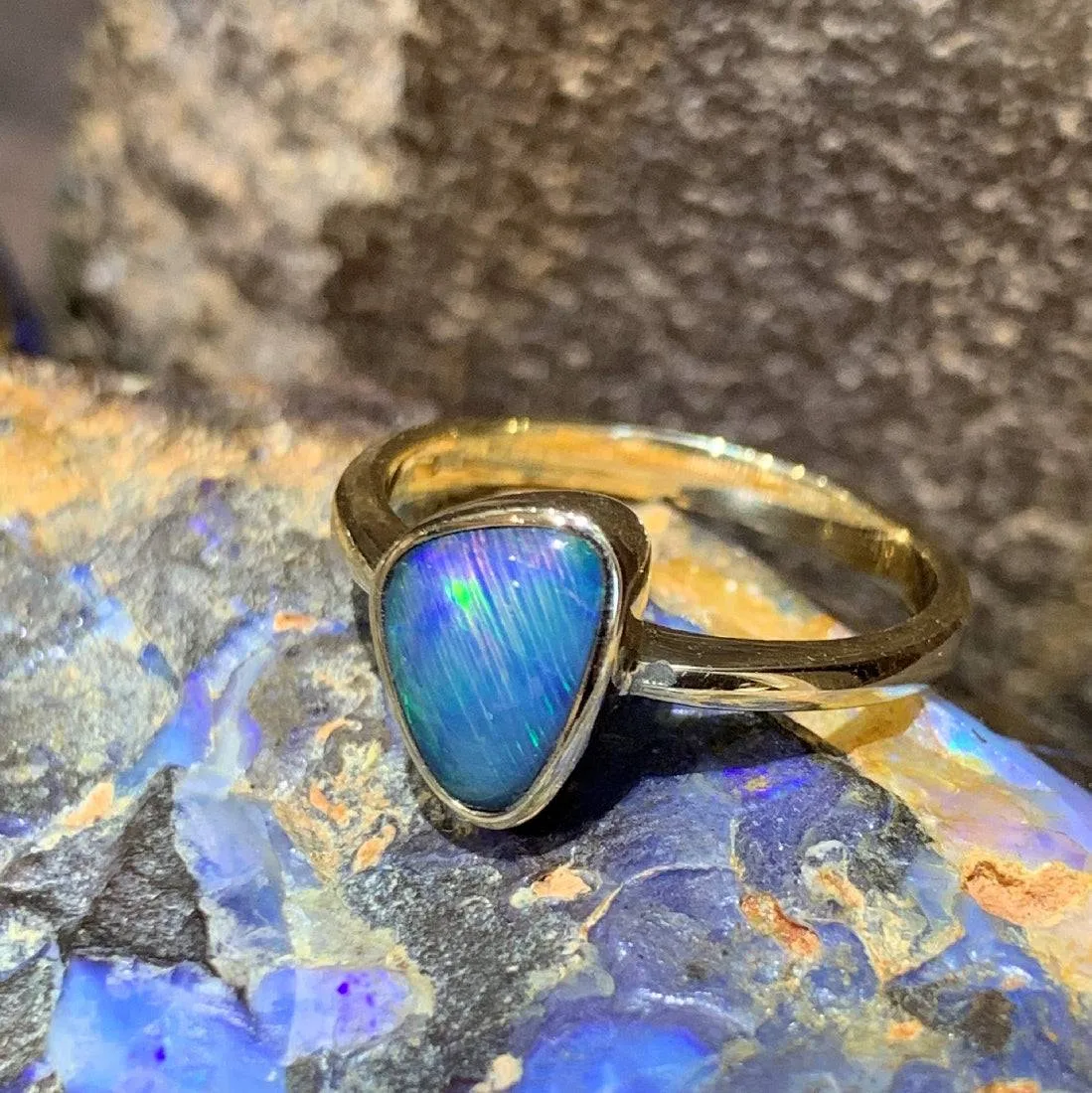 14kt Yellow Gold Opal Black Opal ring