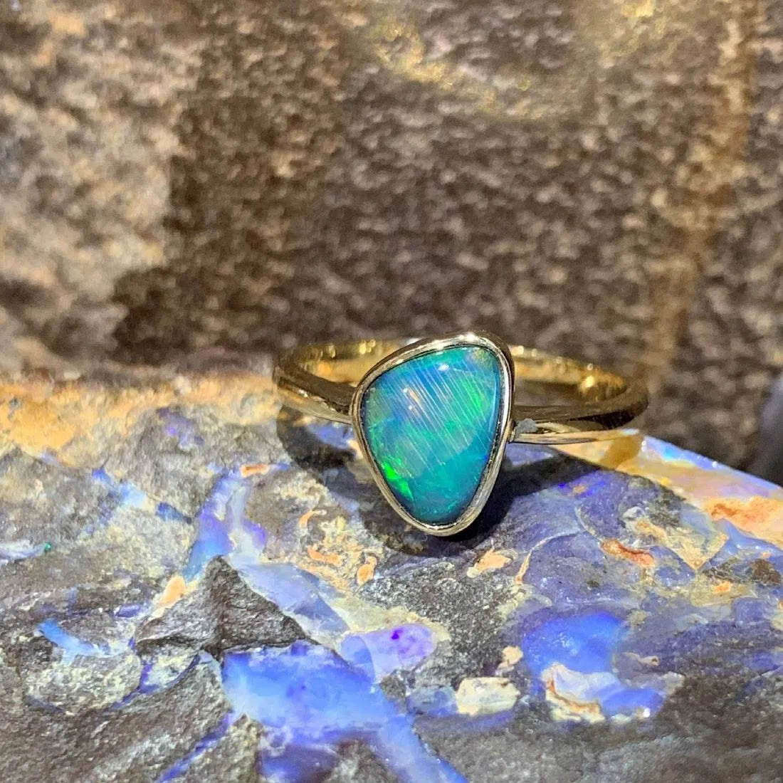 14kt Yellow Gold Opal Black Opal ring
