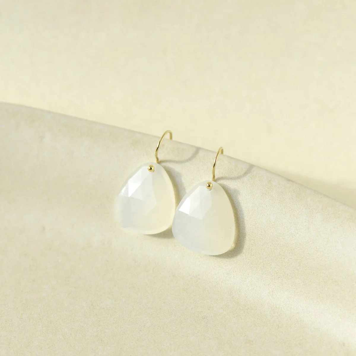 18k Yellow Gold Trillium Drop Earrings - Moonstone