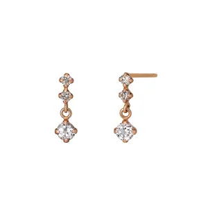 18K/10K 2-Stone Diamond Short Earrings (Rose Gold)