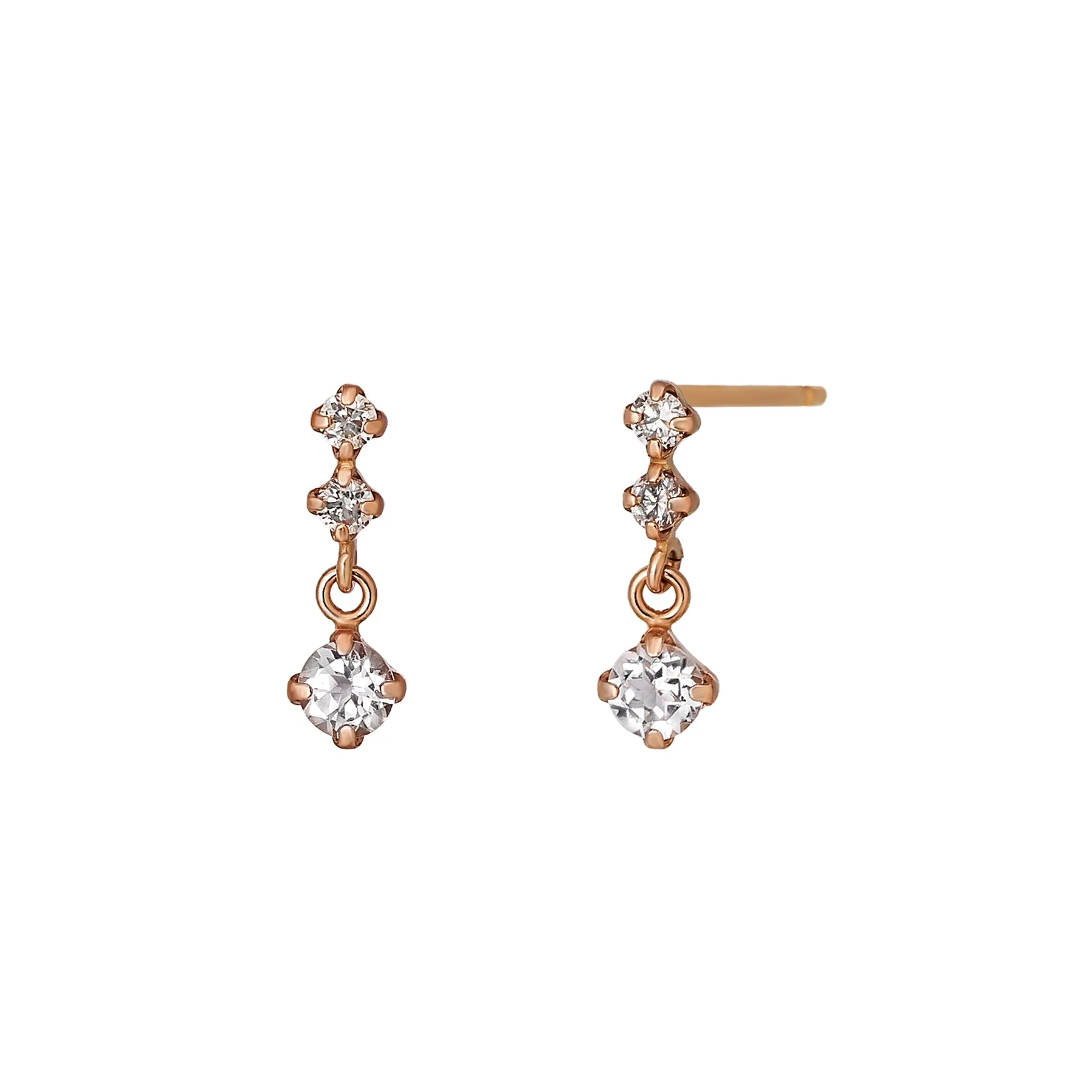 18K/10K 2-Stone Diamond Short Earrings (Rose Gold)