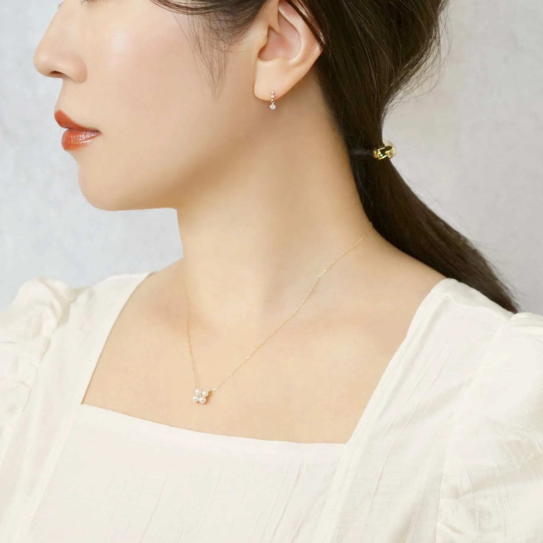 18K/10K 2-Stone Diamond Short Earrings (Rose Gold)