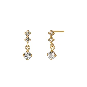 18K/10K 2-Stone Diamond Short Earrings (Yellow Gold)