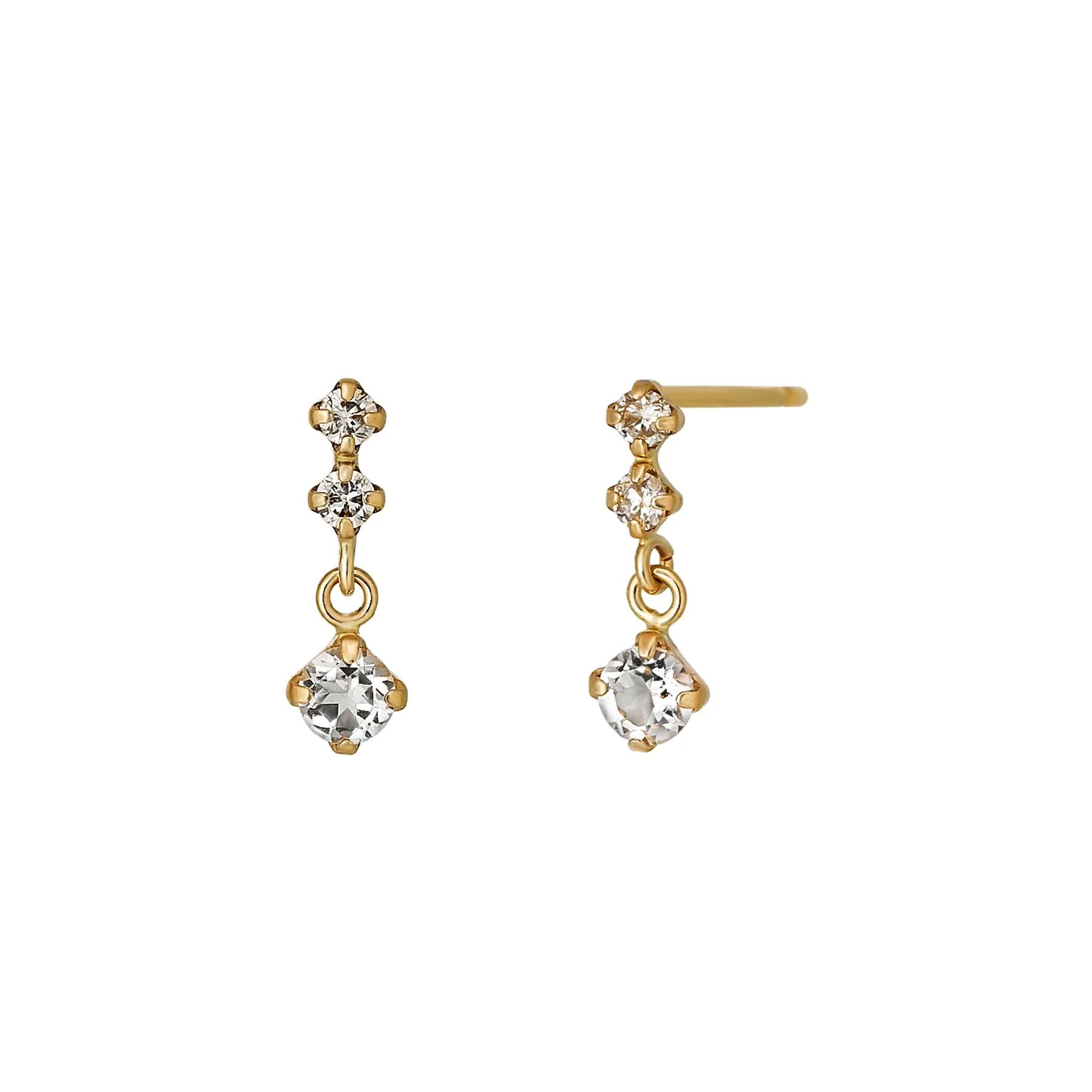 18K/10K 2-Stone Diamond Short Earrings (Yellow Gold)