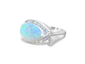 18kt White Gold Opal and Diamond ring