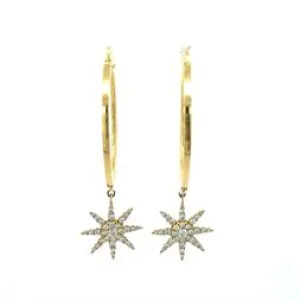 18KY Doves Celestial Hoop Earring-E8376-1