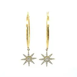 18KY Doves Celestial Hoop Earring-E8376-1