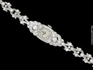 1950's Vintage Ladies Watch with Omega Movement - Platinum, over 3.5 Carats of Diamonds