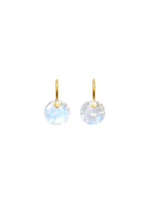 22K Yellow Gold Brilliant Rainbow Moonstone Earrings