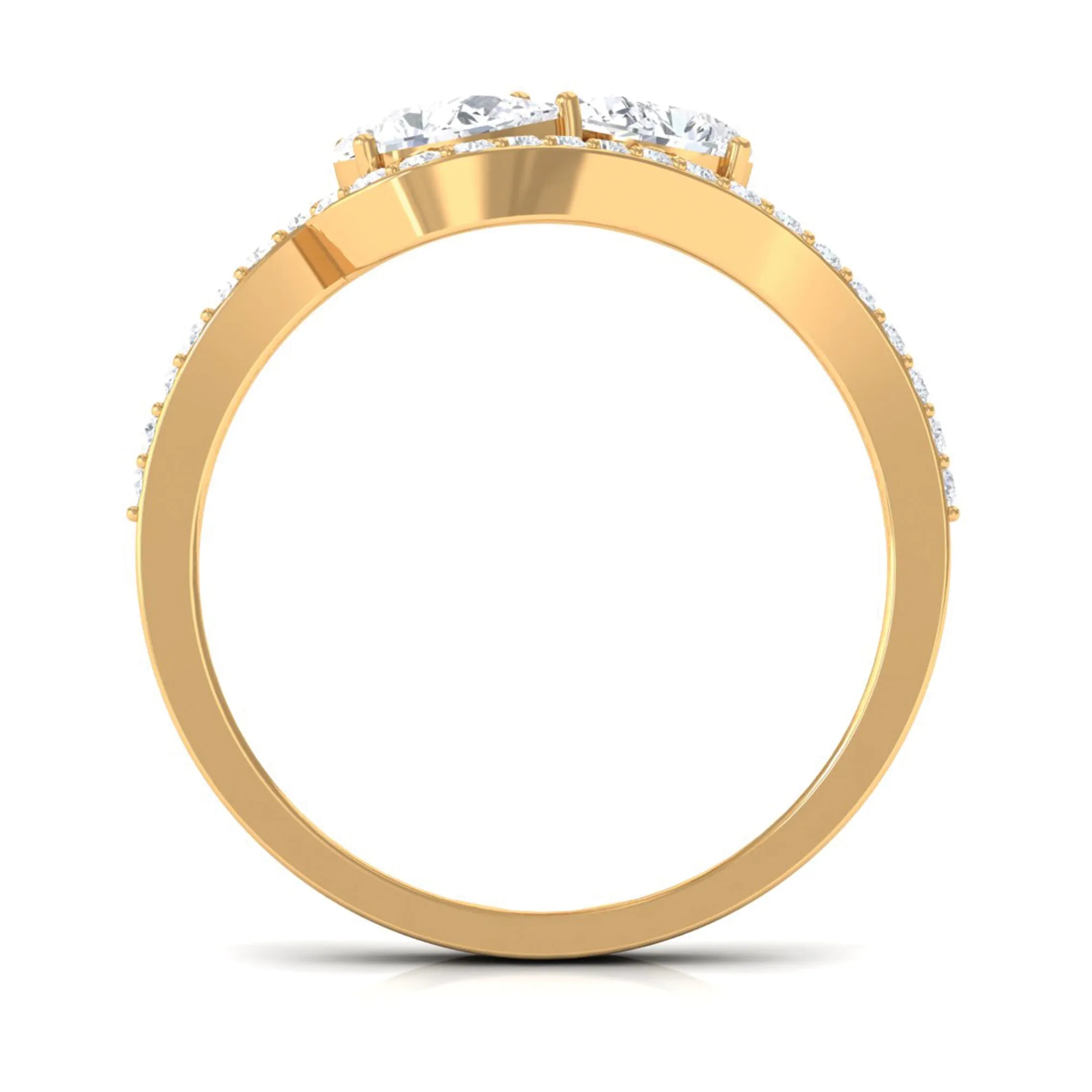 2.5 CT Pear Cut Two Stone Zircon Bypass Engagement Ring