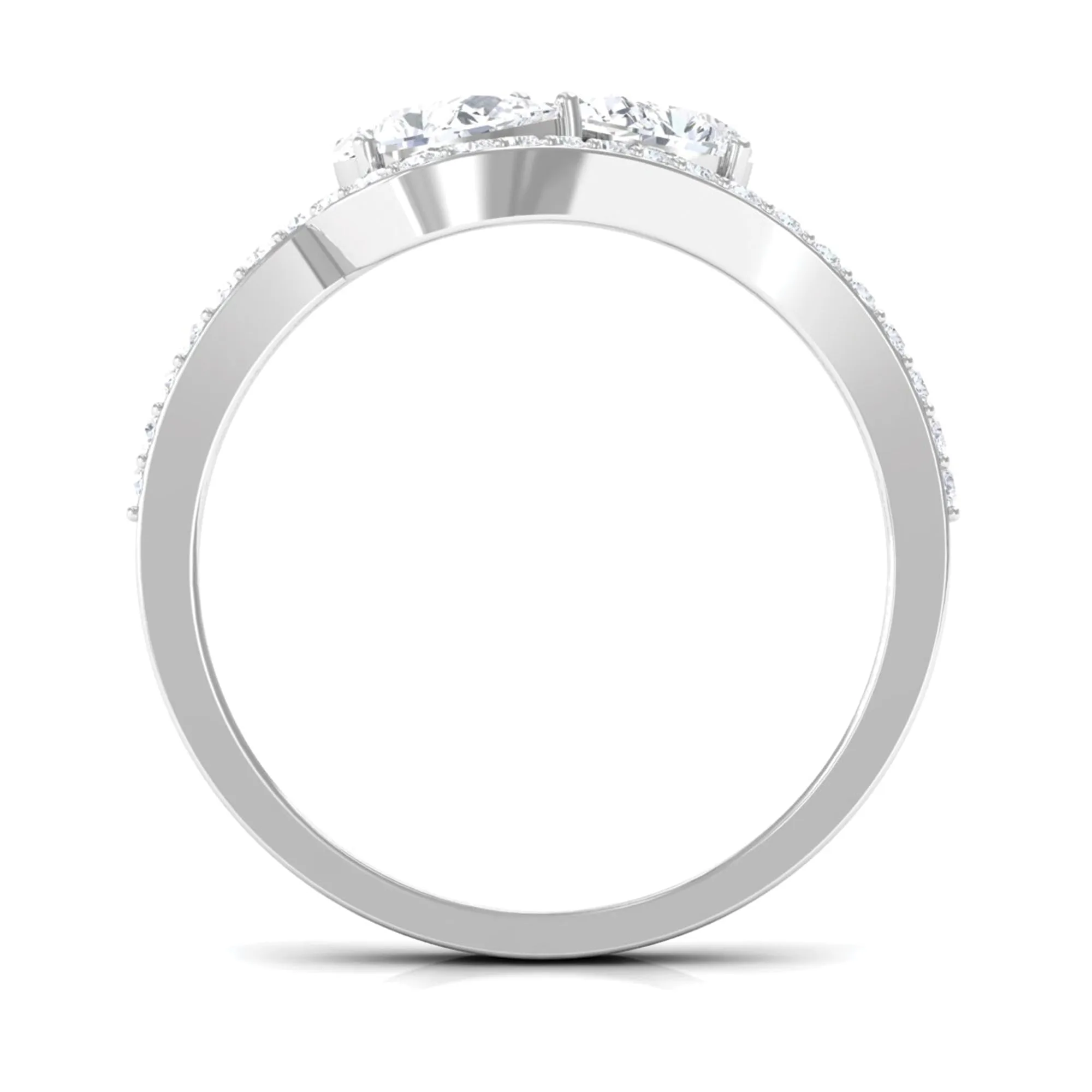 2.5 CT Pear Cut Two Stone Zircon Bypass Engagement Ring