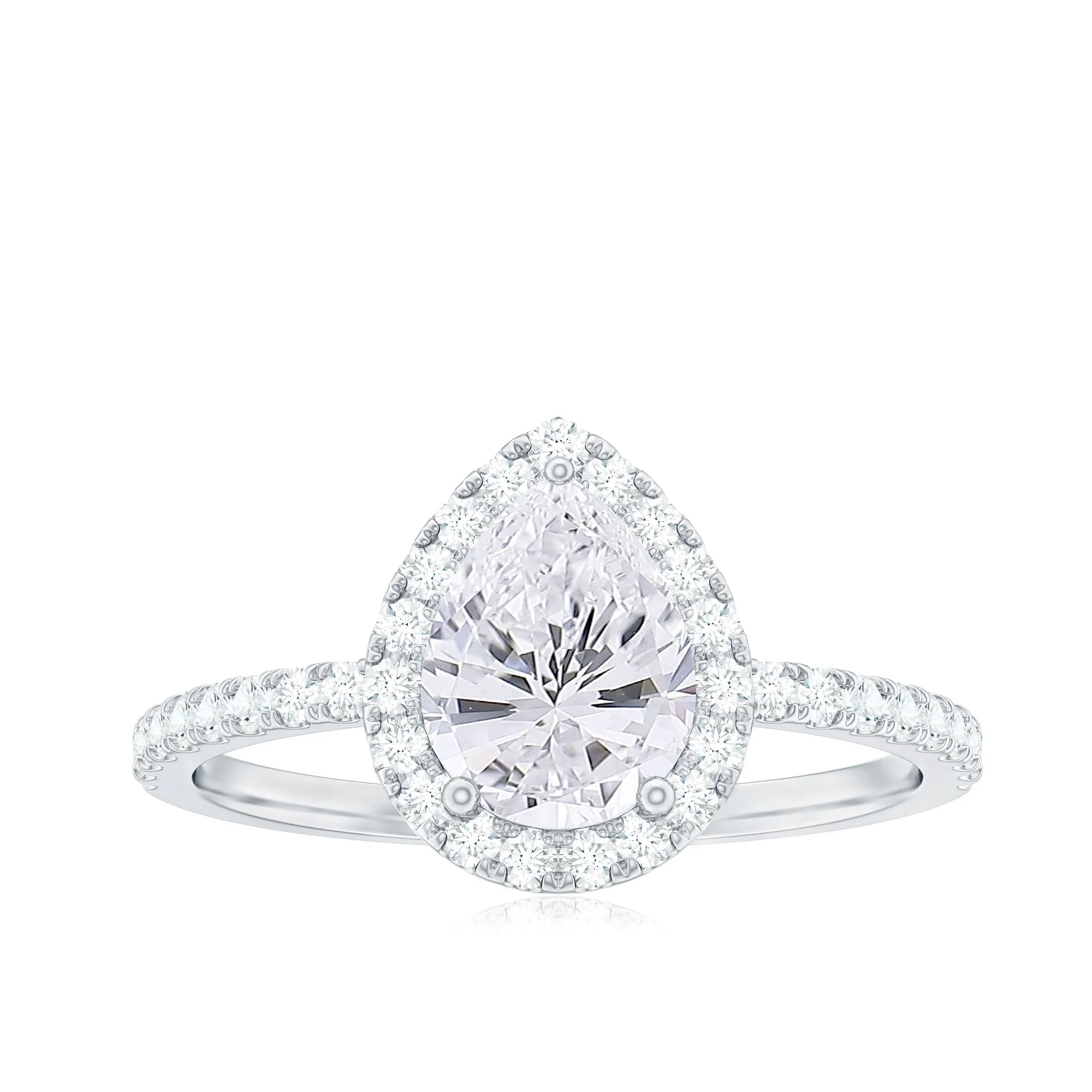 2.5 CT Pear Shaped Simulated Diamond Halo Engagement Ring in Gold