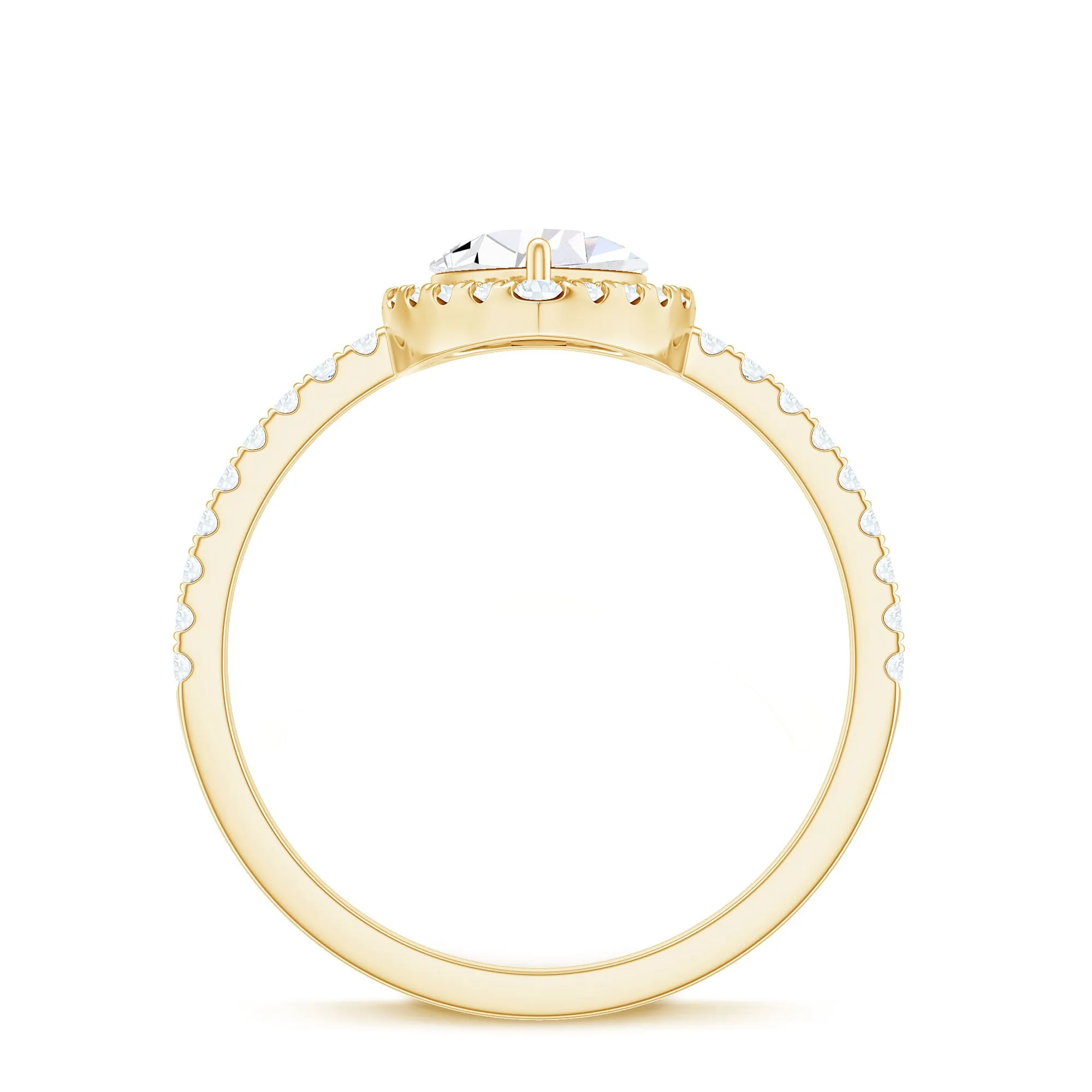 2.5 CT Pear Shaped Simulated Diamond Halo Engagement Ring in Gold