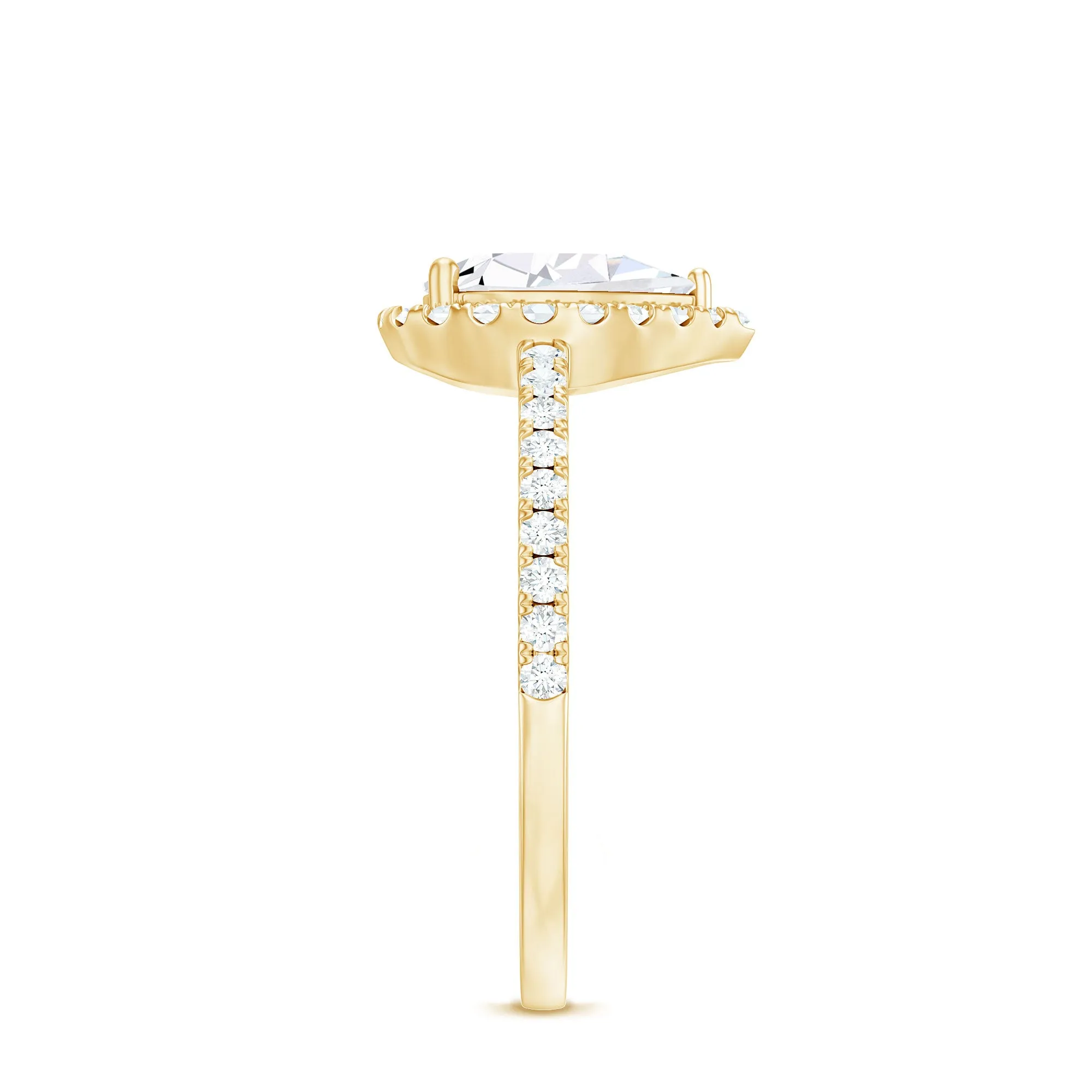 2.5 CT Pear Shaped Simulated Diamond Halo Engagement Ring in Gold
