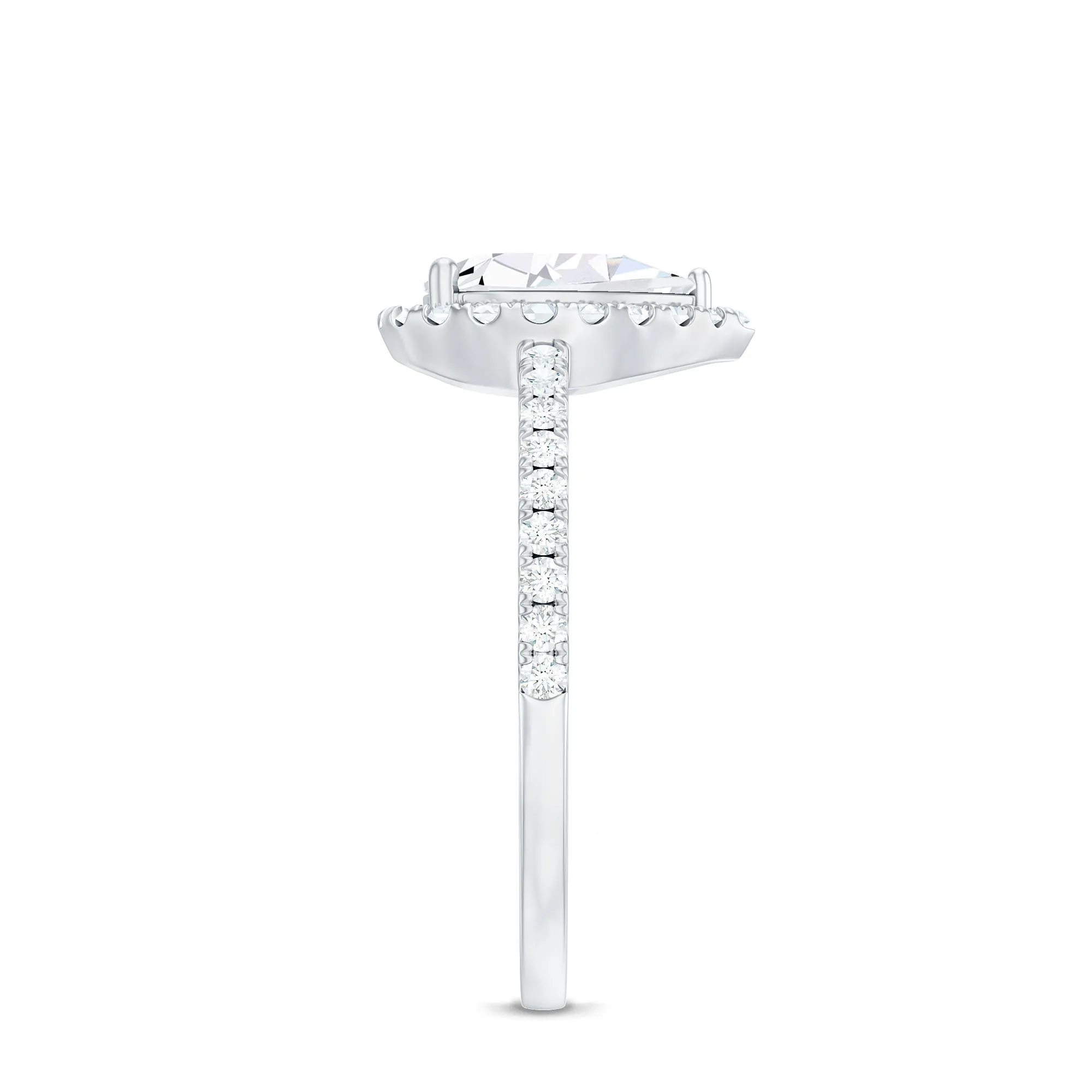2.5 CT Pear Shaped Simulated Diamond Halo Engagement Ring in Gold