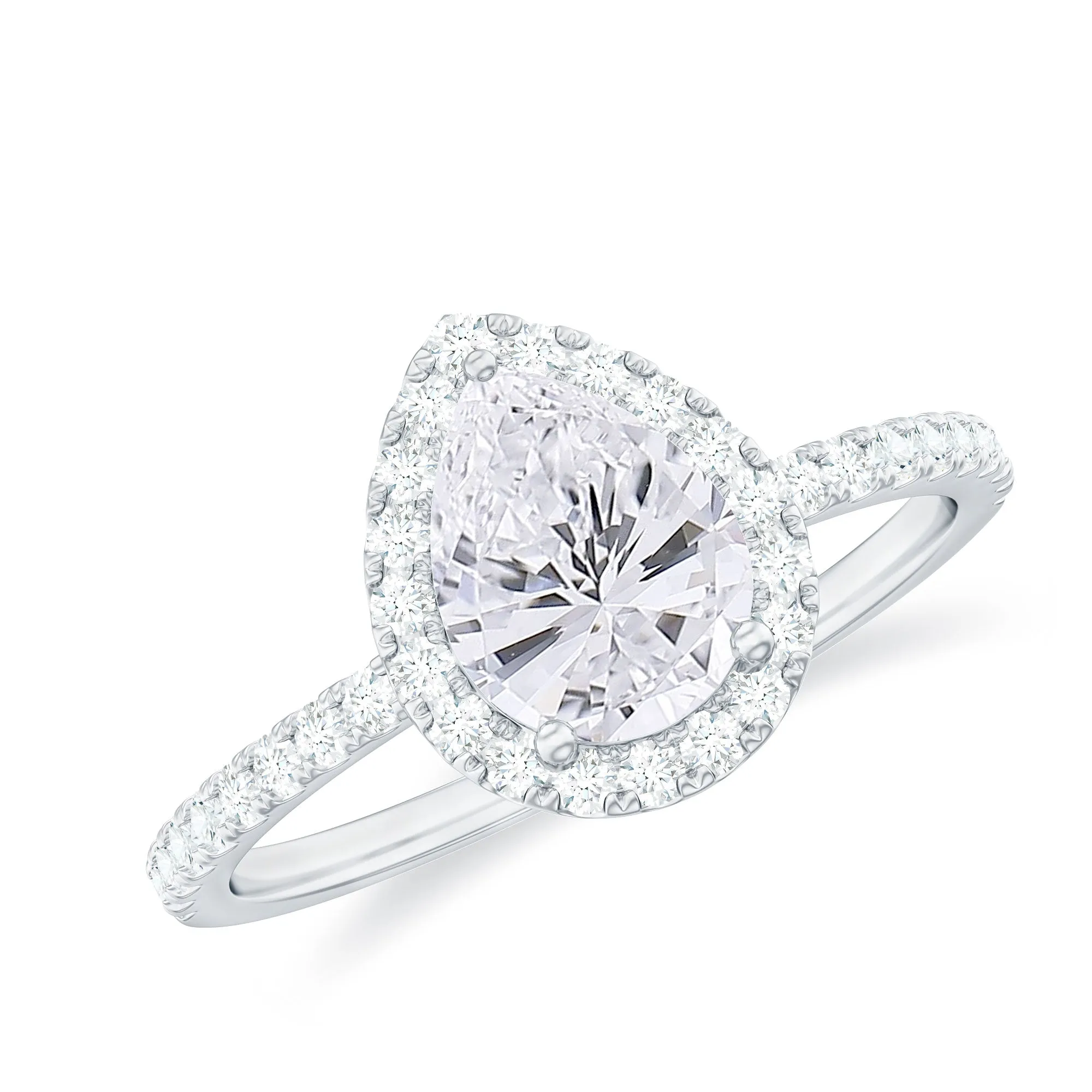 2.5 CT Pear Shaped Simulated Diamond Halo Engagement Ring in Gold