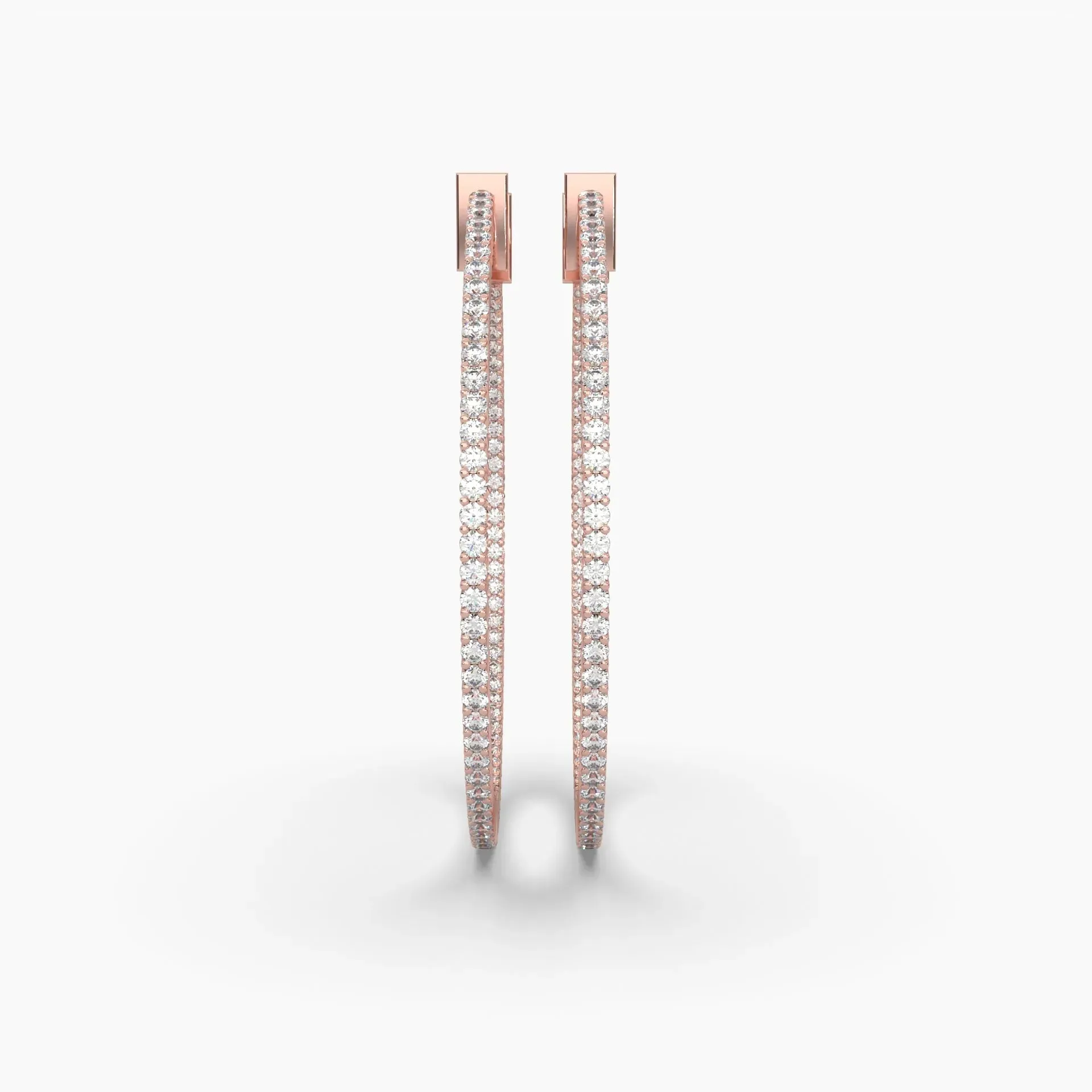 2ctw Round Lab Grown Diamond Pave 1.5 Inch Hoop Earrings | 14k Gold