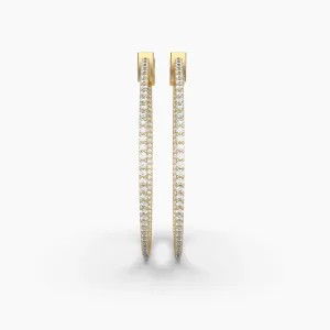 2ctw Round Lab Grown Diamond Pave 1.5 Inch Hoop Earrings | 14k Gold