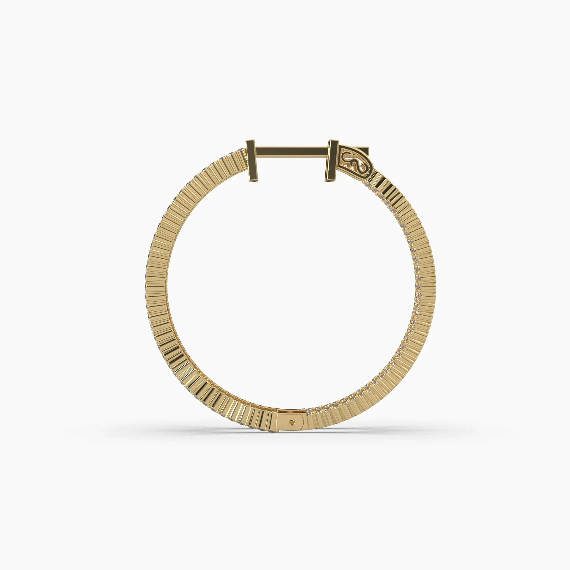 2ctw Round Lab Grown Diamond Pave 1.5 Inch Hoop Earrings | 14k Gold