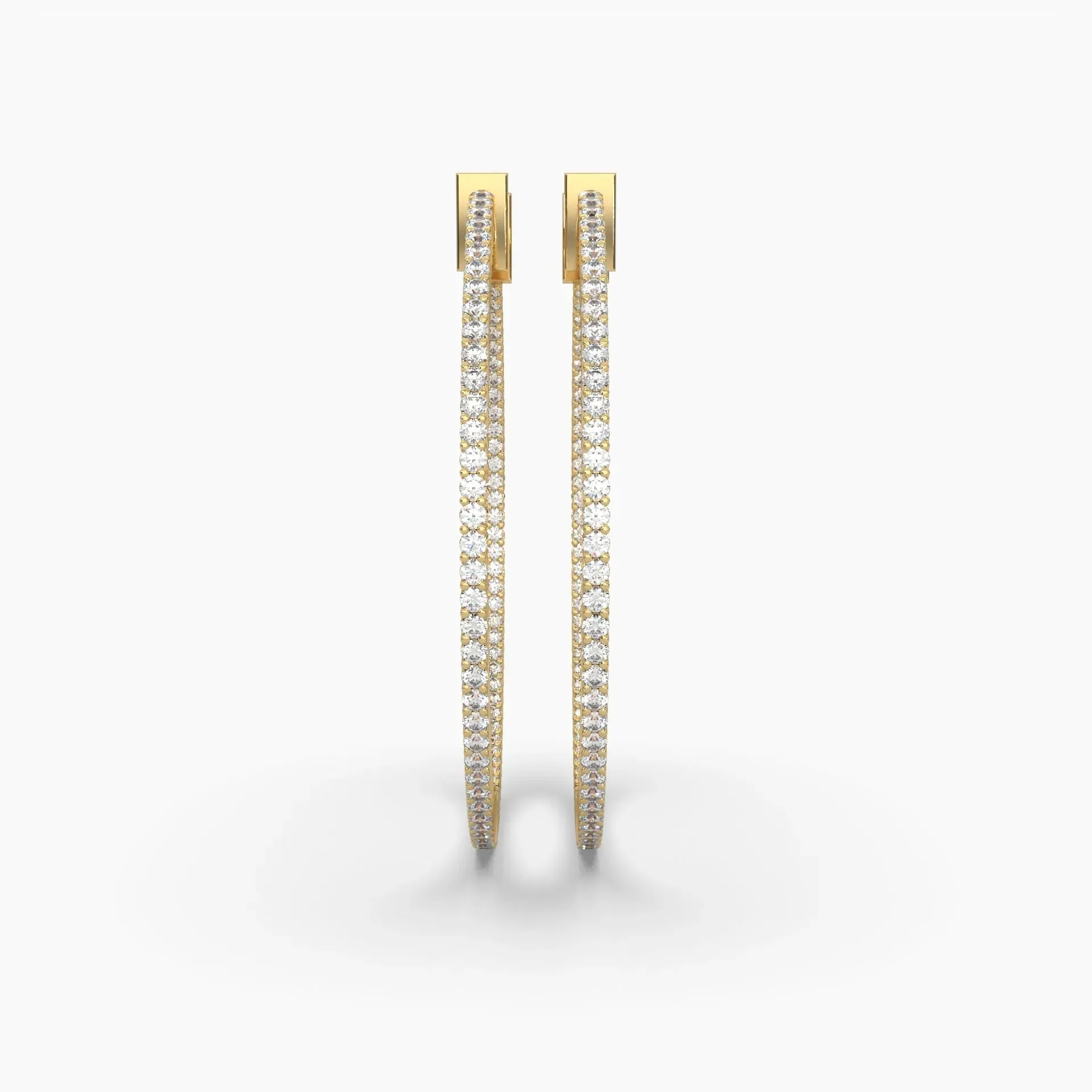 2ctw Round Lab Grown Diamond Pave 1.5 Inch Hoop Earrings | 14k Gold