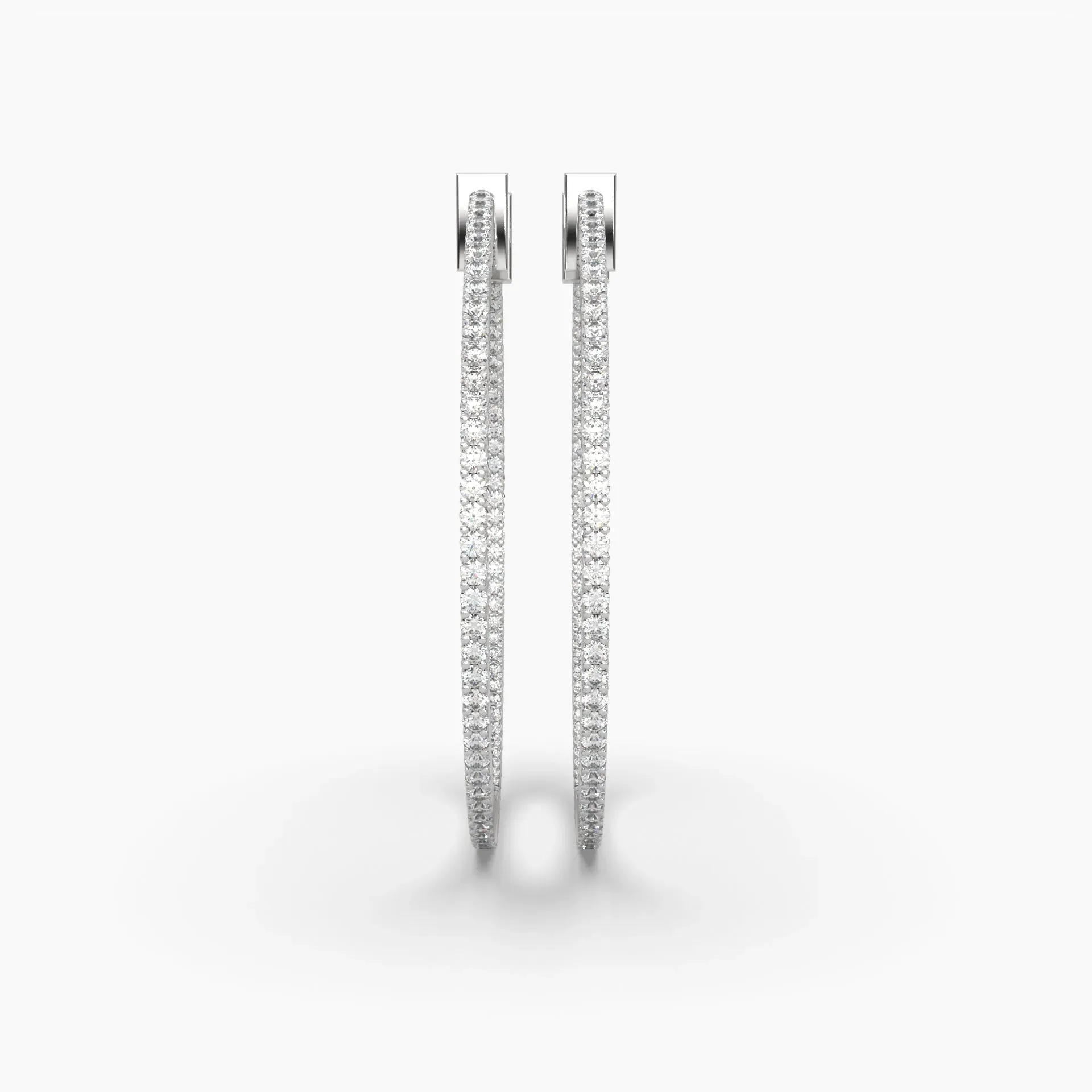 2ctw Round Lab Grown Diamond Pave 1.5 Inch Hoop Earrings | 14k Gold