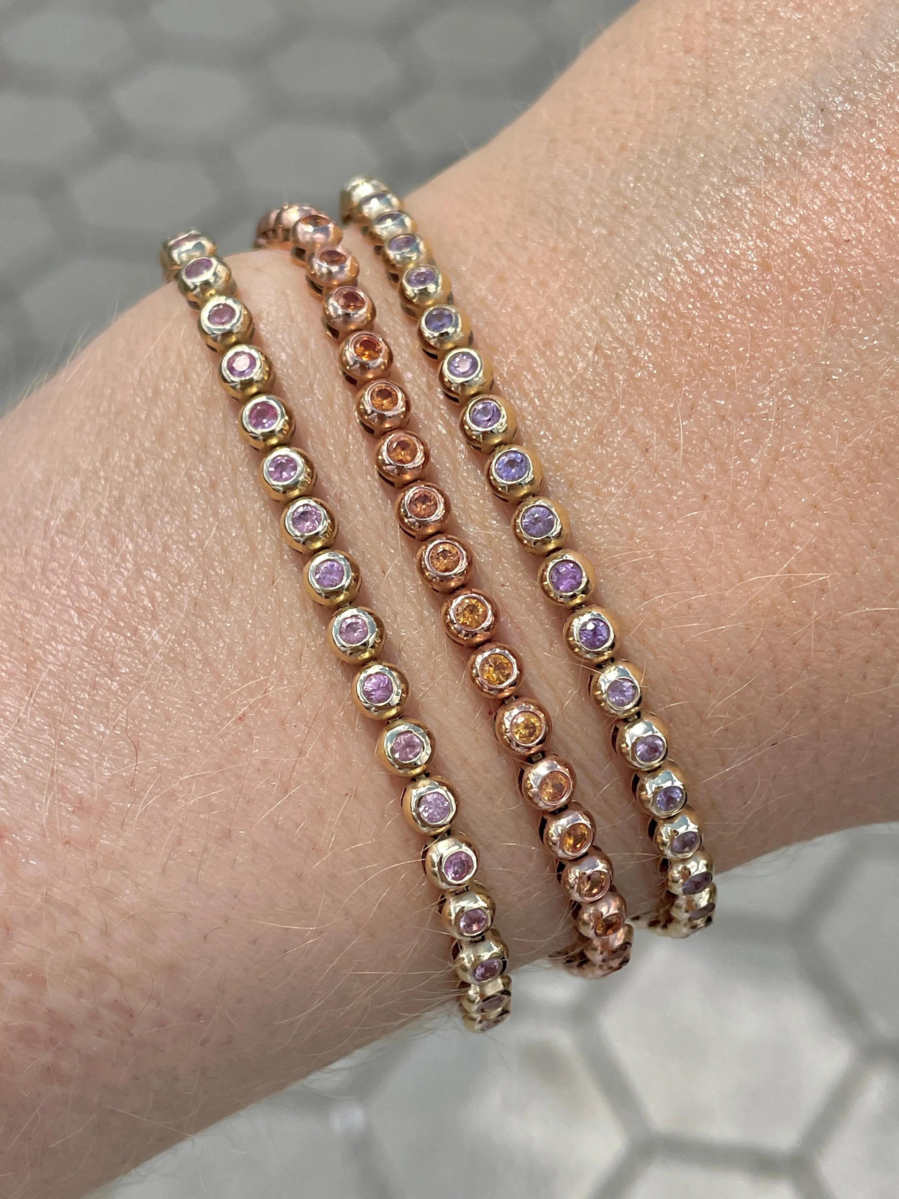 3GOG 18K Double Bubble Bracelet - Emerald, Ruby, or Sapphire - PREORDER DOWNPAYMENT