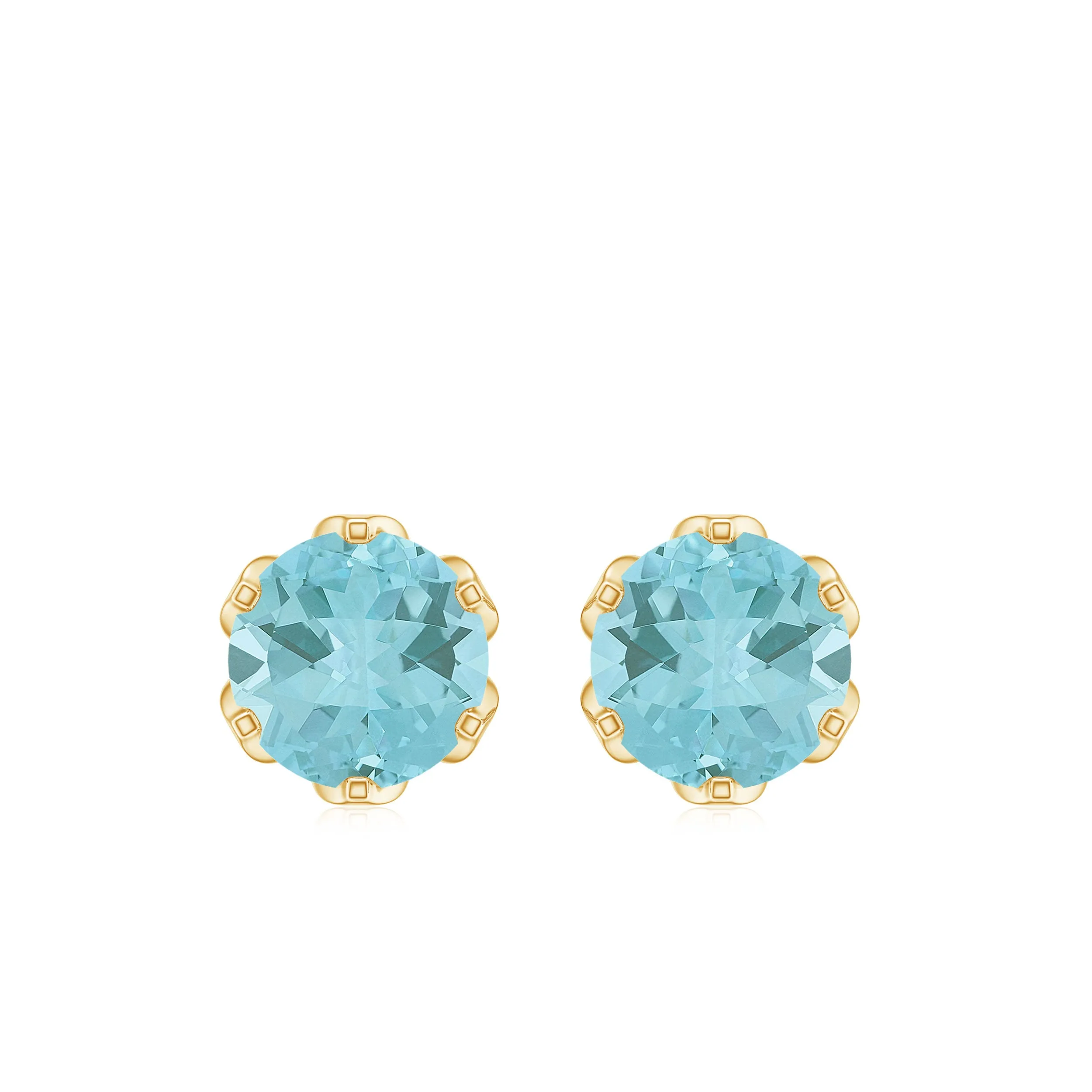 6 MM Round Cut Sky Blue Topaz Solitaire Stud Earrings for Women