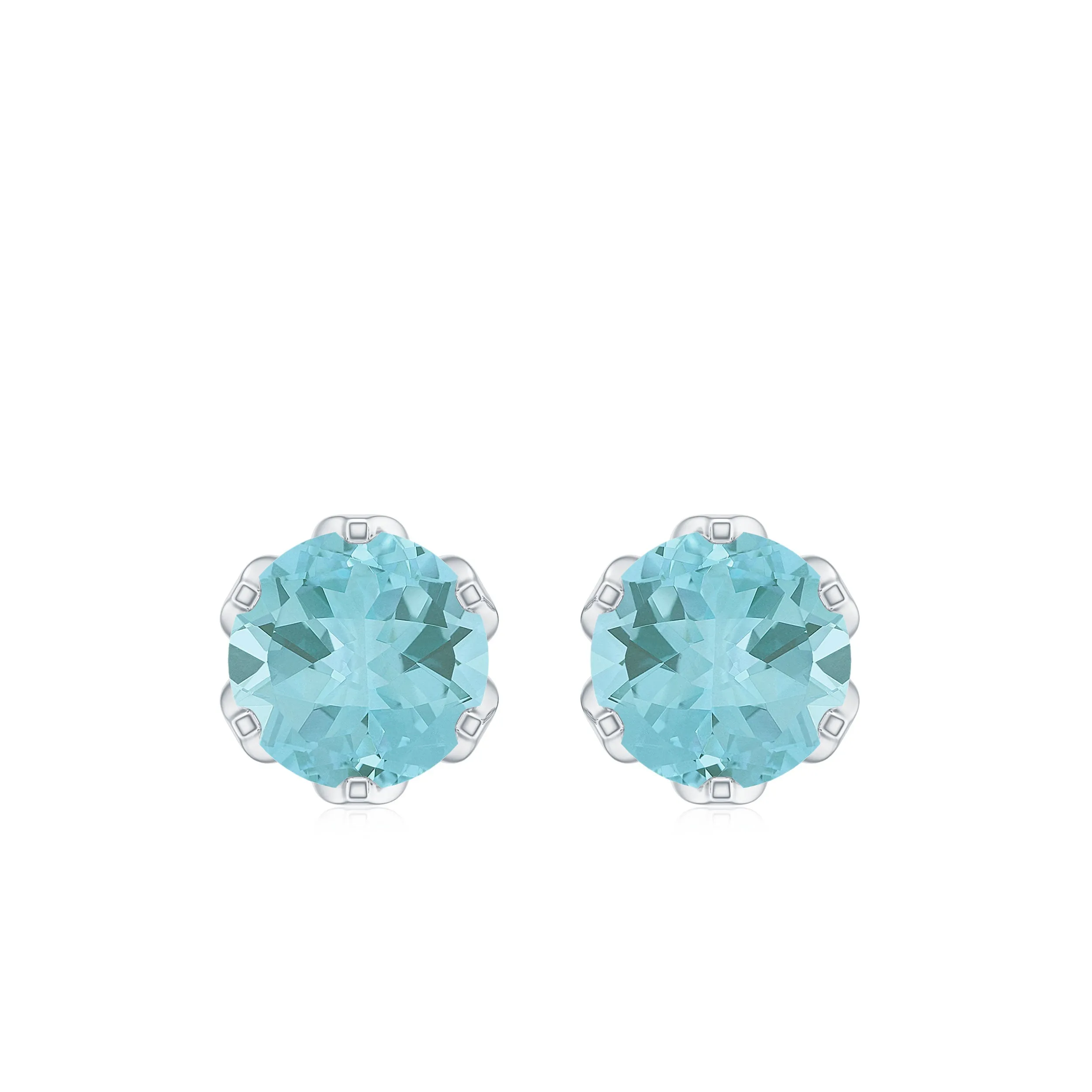 6 MM Round Cut Sky Blue Topaz Solitaire Stud Earrings for Women