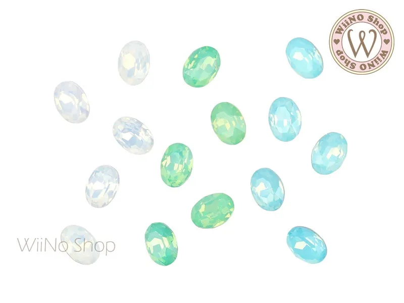 6 x 8mm Opal Oval Point Back Crystal - 5 pcs