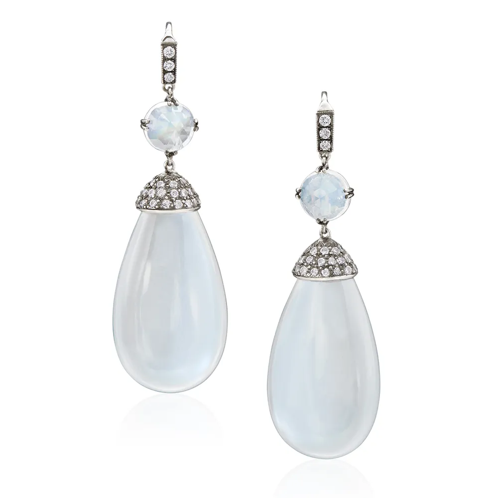 64.93 Carat Moonstone Drop Earrings