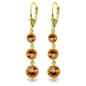 7.2 Carat 14K Solid Yellow Gold Rainfall Citrine Earrings
