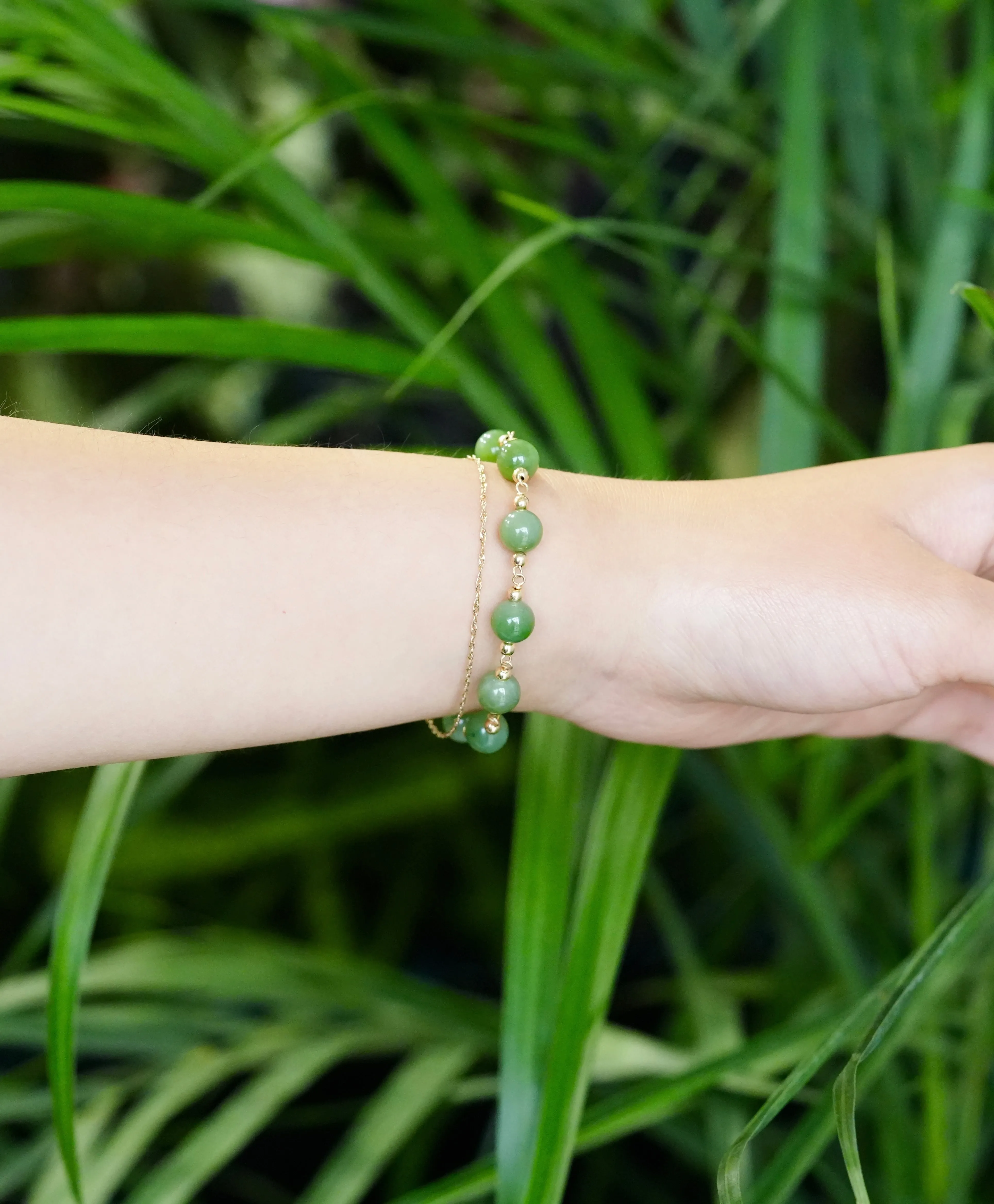 8mm Polar Jade Starry Beaded Bracelet #2466