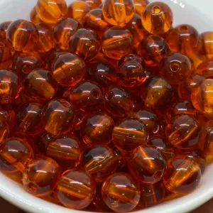 8mm Round Beads (50) - Cherry - Amber Look Vintage Beads